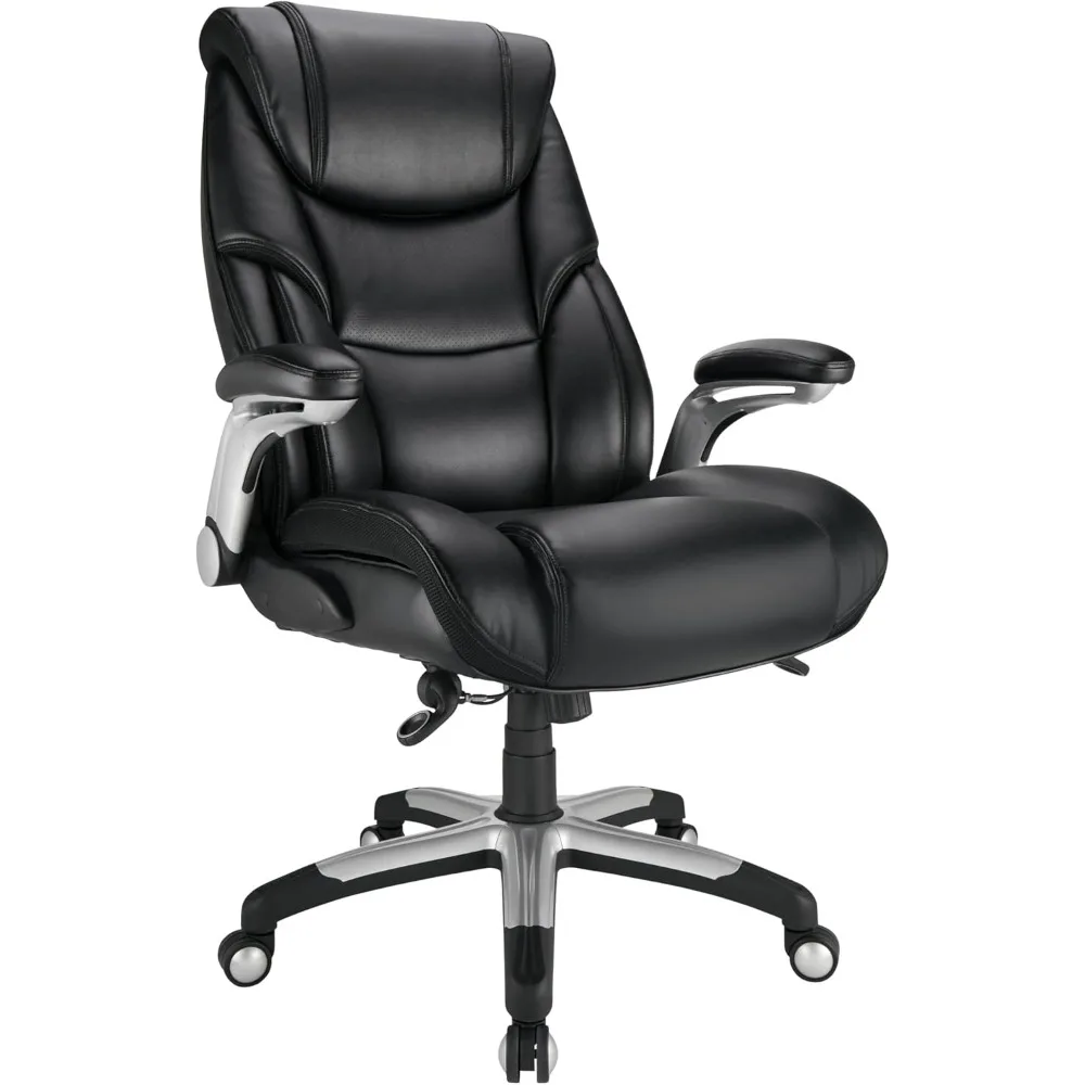 

Big & Tall Bonded Leather High-Back Computer Office Chair, Black/Silver.
