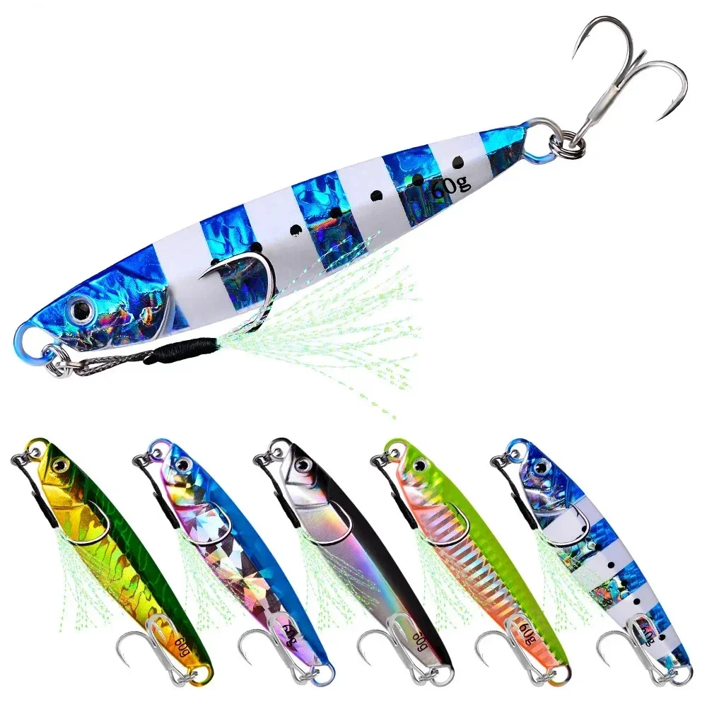 

luminous Long shot Metal Jig Jigging Spoon 30G 40G 60G Shore Casting Jig Drag Cast Sea Bass Lure Artificial Bait Fishing Tackle