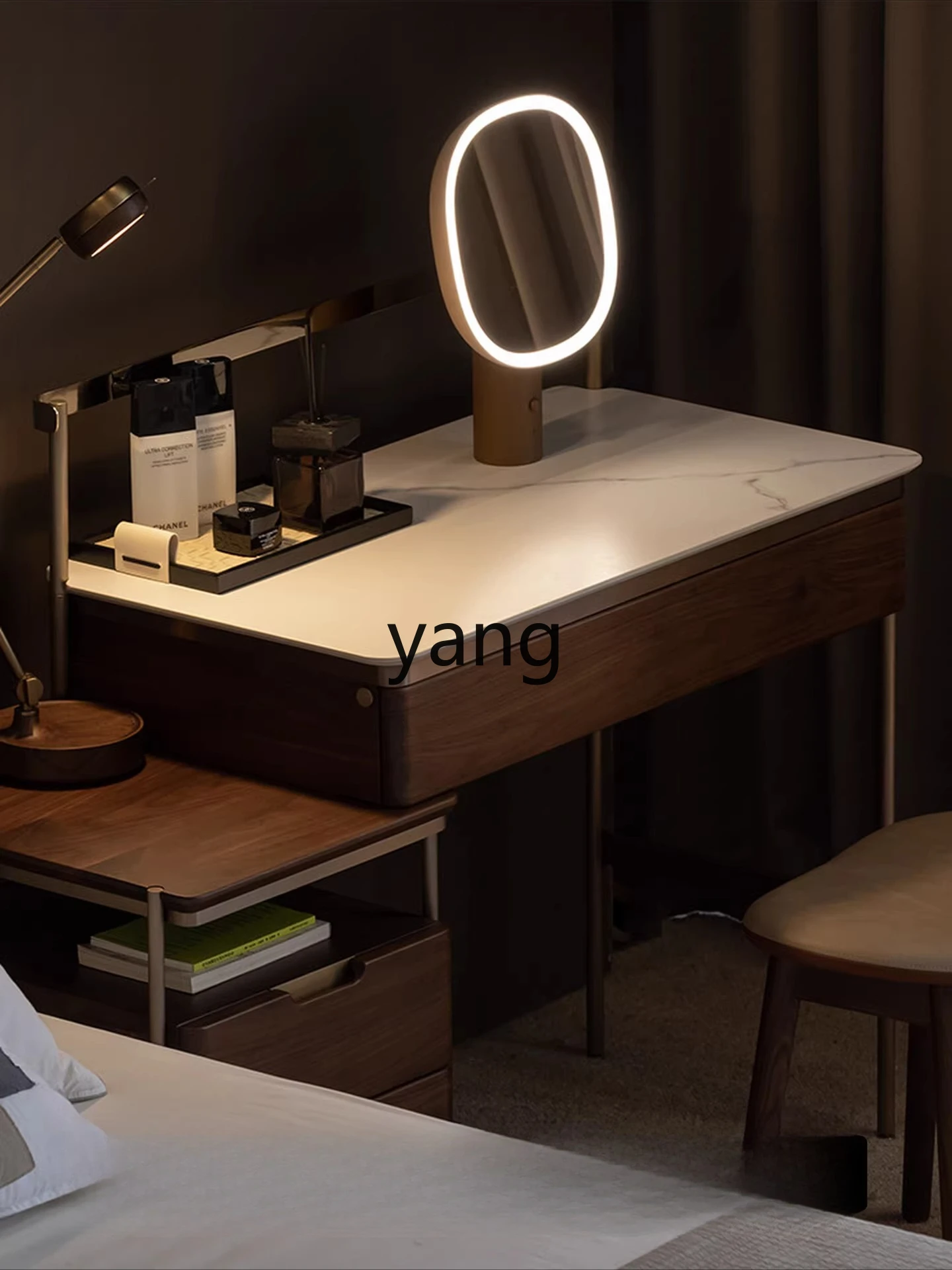 

LMM light luxury makeup table bedroom bedside table dresser integrated