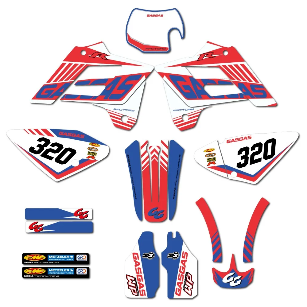 Enduro Motorbike compatible sticker kit Red-Blue Gas-Gas EC 02-06