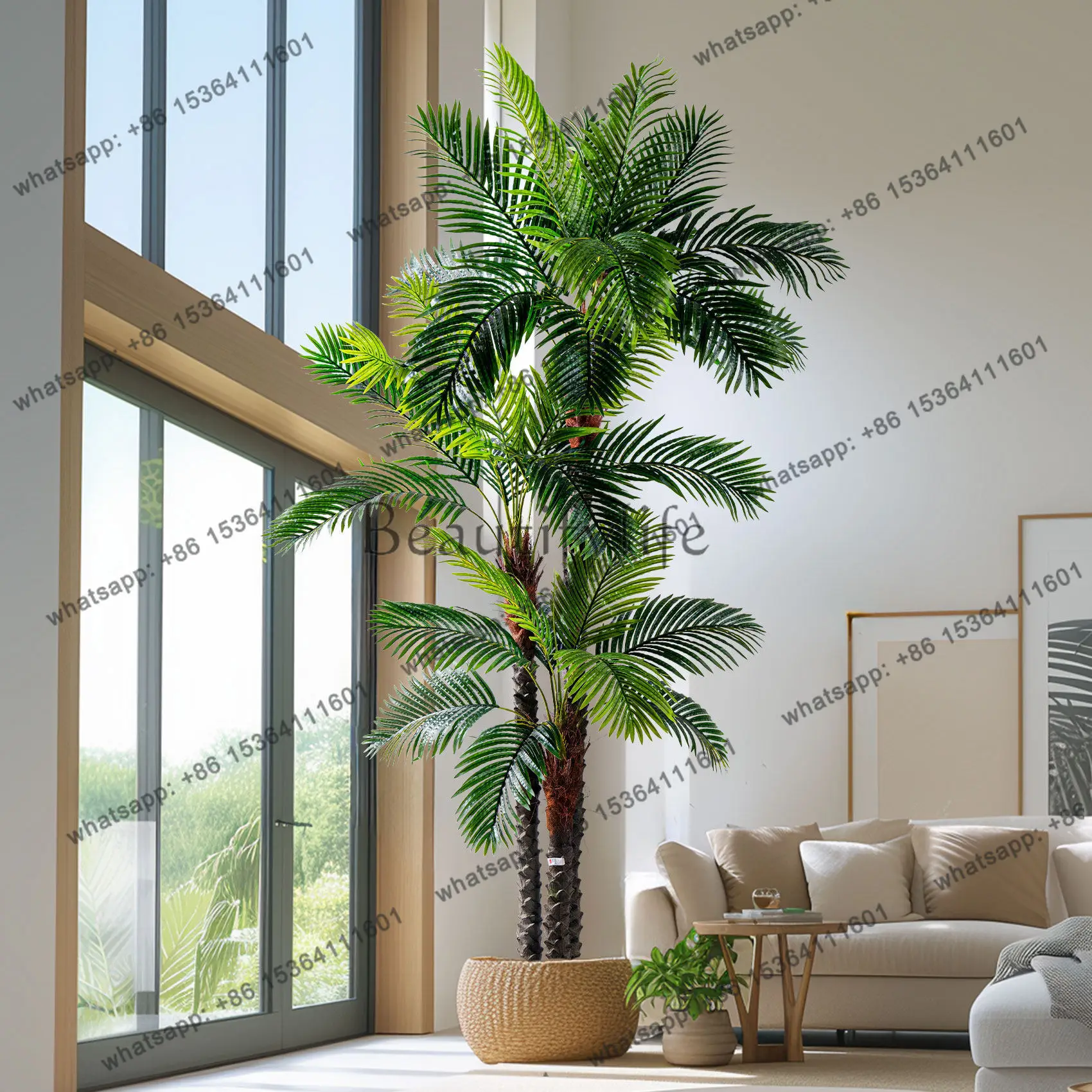 Simulated coconut tree indoor green plant decoration floor fake tree ornament