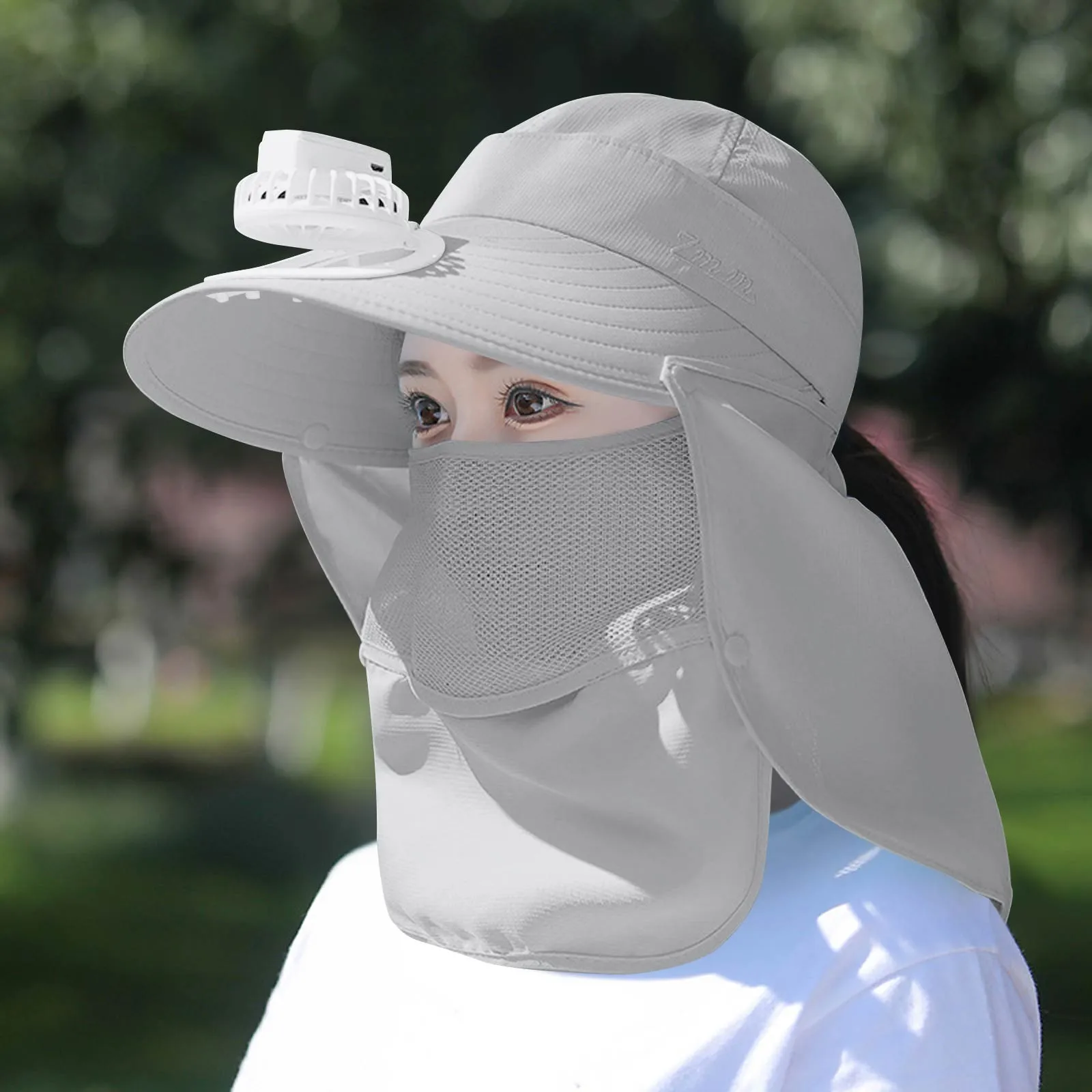 

2025 Summer Uv Protective Sun Hat For Women Outdoor Fashion Sunblock Large Eaves With Fan Hat Sun Protection Visors Cap