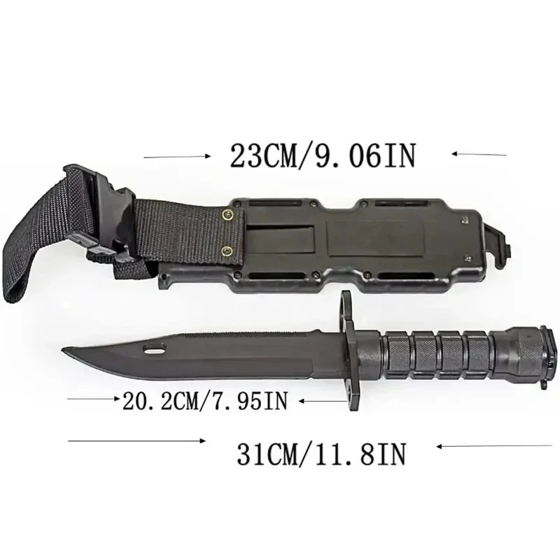 Rubber Knife Training with Sheath, Fake Plastic, Flexible and Soft Fixed Blade Suitable for Props, Halloween Martial Arts