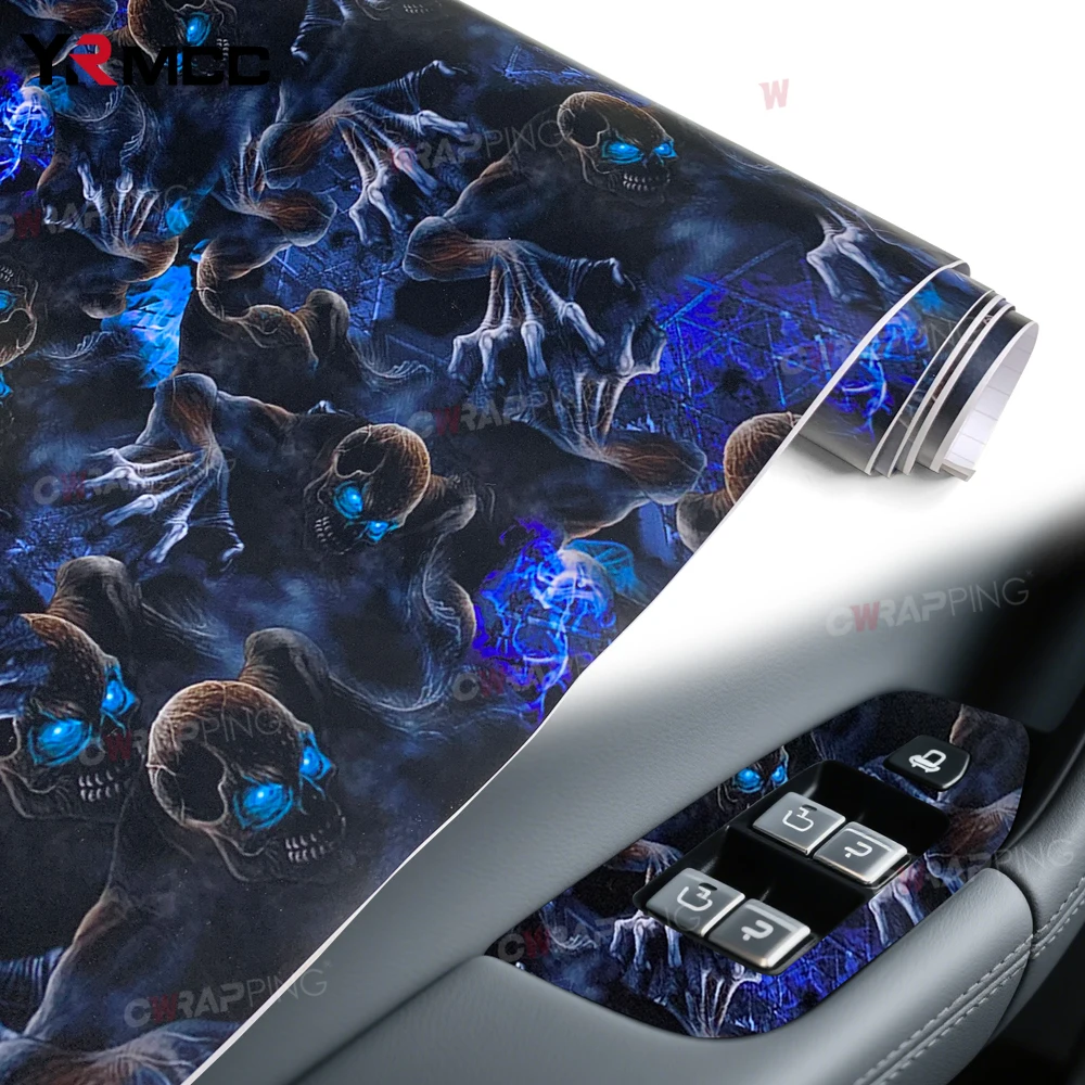 

Ghost Automotive Vinyl Car Wrap Skull Adhesive Vinyl for Car Film Covering Bicycle Motorcycle Skateboard Blue Off-road Vehicle