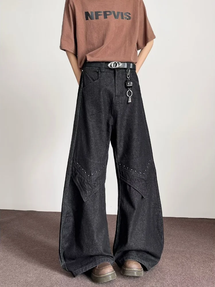 2025, japanische Y2K-Mode, gewaschen, schwarz, Baggy, gestapelte Jeans, Hosen für Herren, Kleidung, weites Bein, Gothic, lange Hosen, Pantalones Hombre – Detail 9