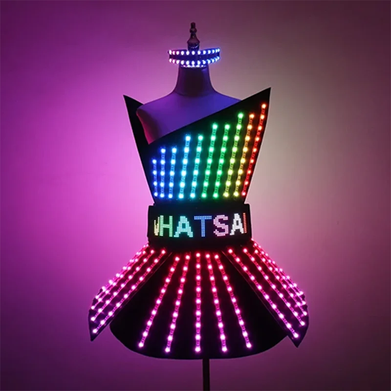 Robe LED à couleur changeante, jupe lumineuse, Costume pour femmes, discothèque, fête, Rave, DJ danseuse, spectacle sur scène, contrôle sans fil USB