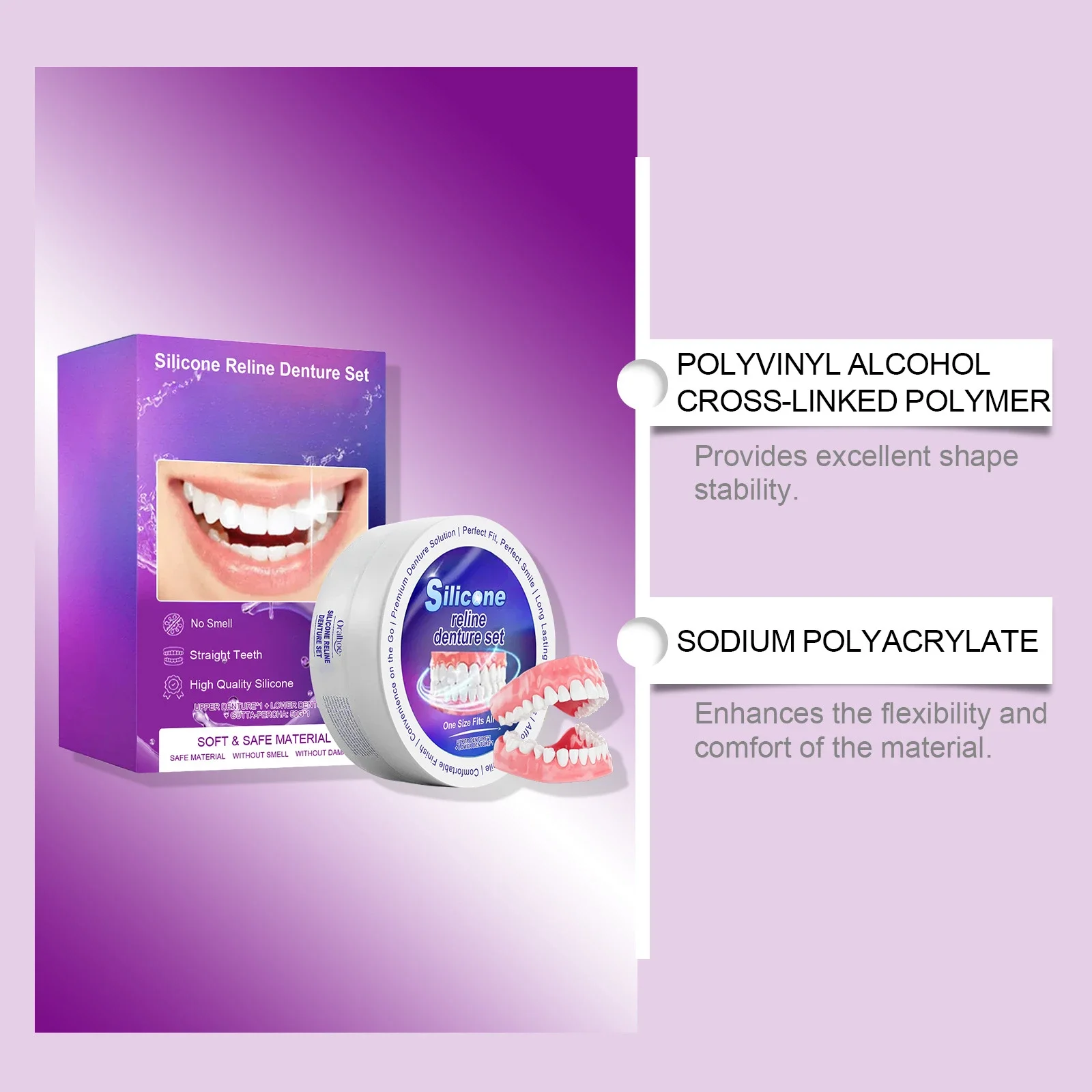 مجموعة أسنان من السيليكون تناسب أطقم الأسنان المؤقتة لتقويم الأسنان أطقم الأسنان المزيفة للعناية بصحة الفم وتبييض الأسنان وأقواس محاكاة #4