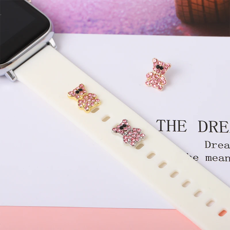 Chiodi decorativi per Apple Watch Band cuore diamante zircone Charms in metallo per Iwatch Silicone morbido braccialetto intelligente accessori regalo