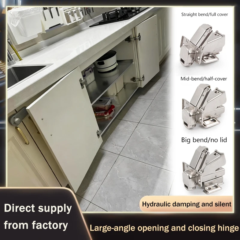 

180 Degree Cabinet Hinge 304 Stainless Steel Soft Closing Hydraulic Damping For Kitchen Wardrobe Door Full Overlay Half Inset