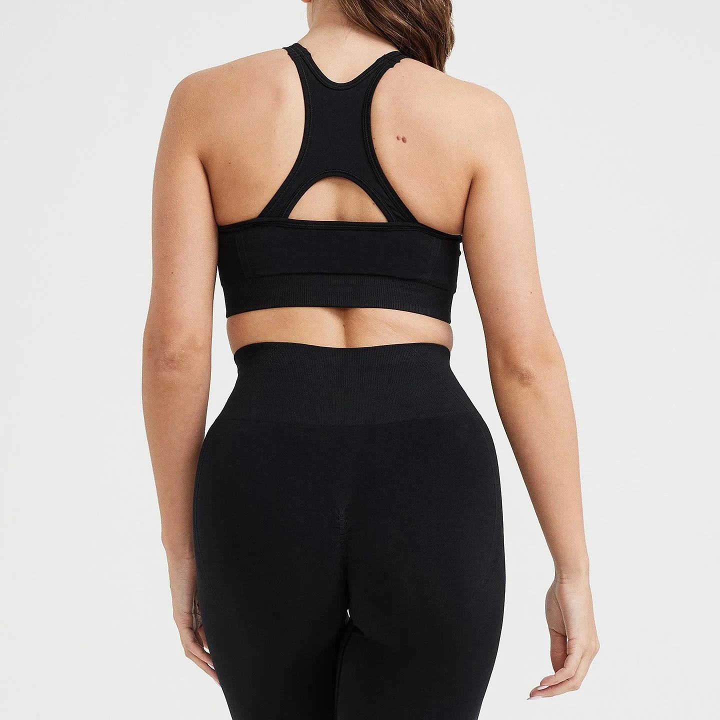 Women Outfit Seamless Racer Back Bra Crop Top Fitness Leggings Push Up Workout Clothes Gym Set Tracksuit For Women 2 Piece Sets