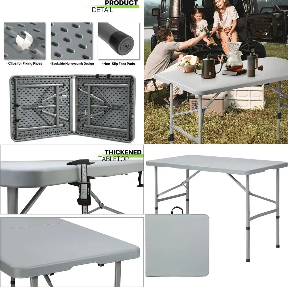 

Складной стол серого цвета, 120 см – портативный, для использования на улице и в помещении, идеально подходит для пикников, вечеринок и кемпинга