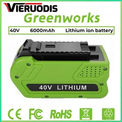 For GreenWorks 40V Replacement Battery 29462 29472 40V 6.0Ah Tools Lithium ion Rechargeable Battery 22272 20292 22332 G-MAX