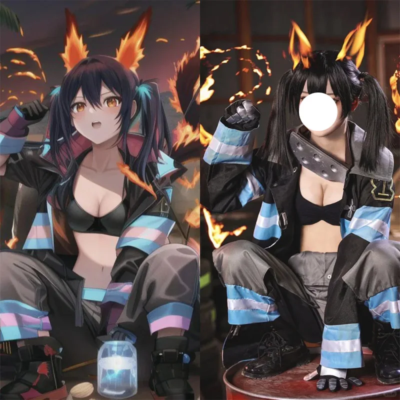 Fire Force Kotatsu Tamaki Косплей Костюм 1st Special Fire Brigade Женская униформа для ролевых игр Tamaki Kotatsu Полный комплект парика