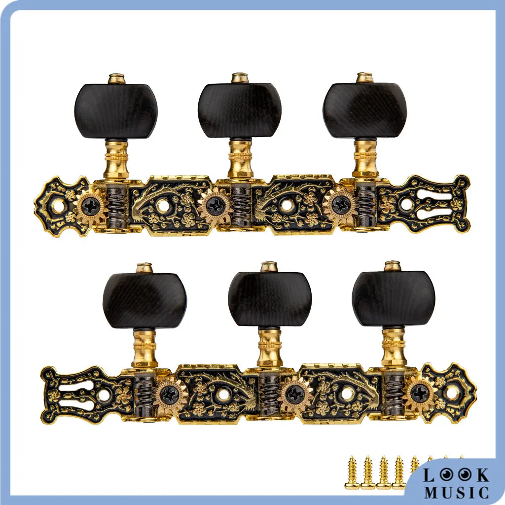 LOOK Alice AO-020HV3P Classical Guitar Tuners 1:14 Gear Ratio Gold-plated Alloy Panel High Quality Machine Head w/ Ebony Button