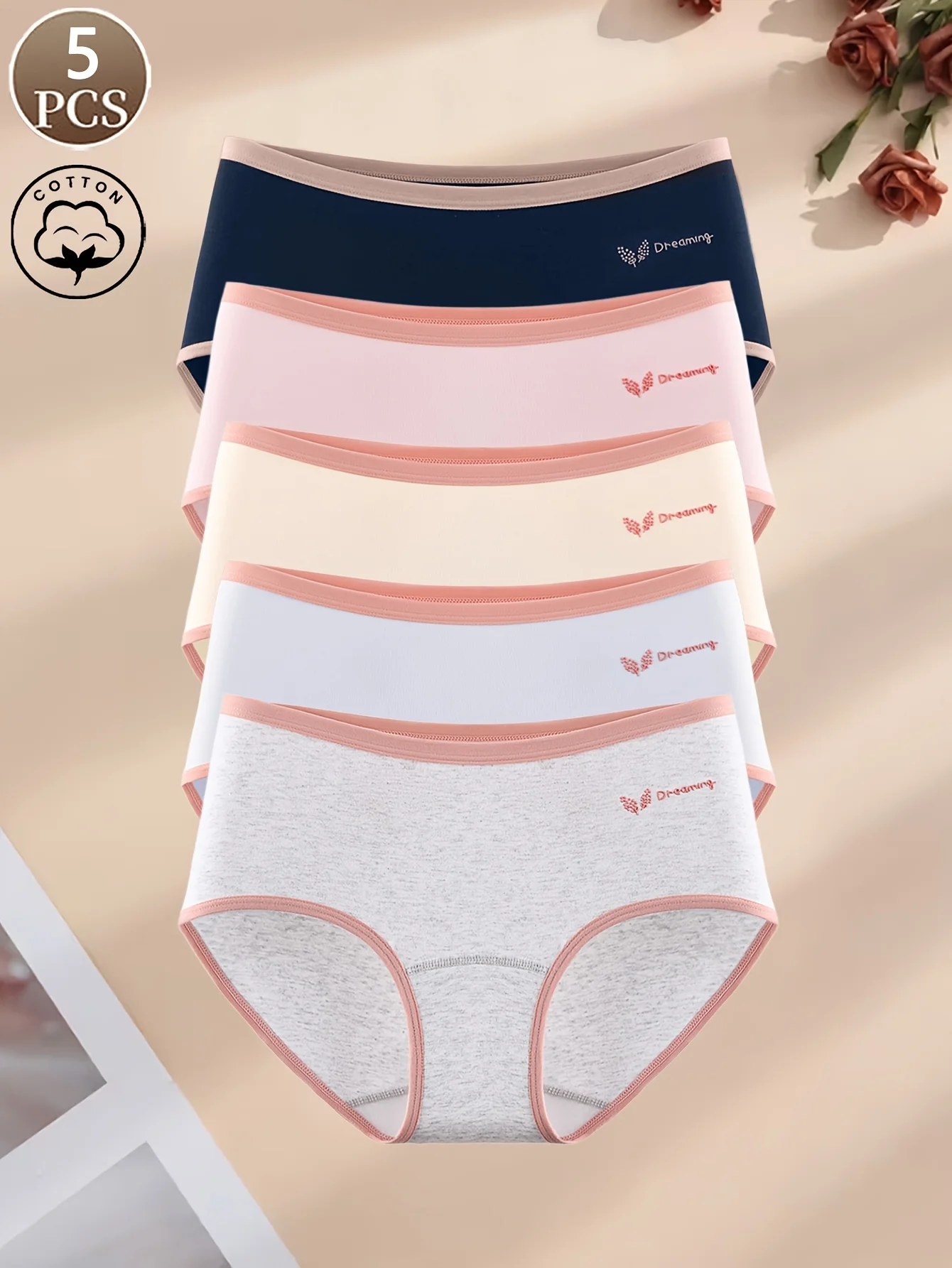 

Женские трусики из чистого хлопка, 5 шт., мягкие и удобные, с буквенным принтом, для повседневной носки, простой стиль, женские.