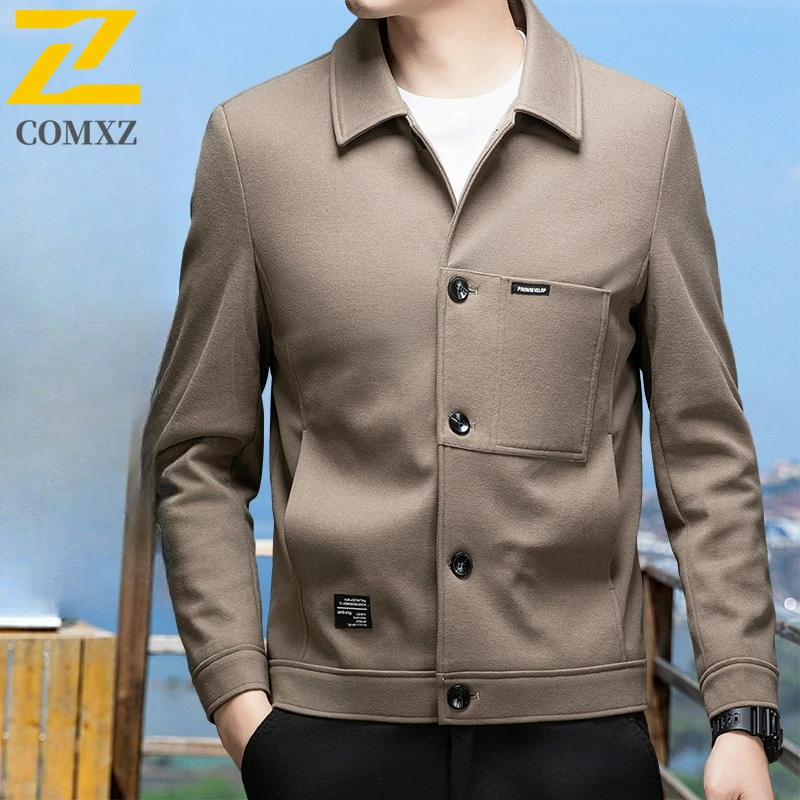 

Classic Baseball Jacket Men's Business Fashion Loose Fit Windproof Coat Lightweight Waterproof Spring Retro Office Outerwear