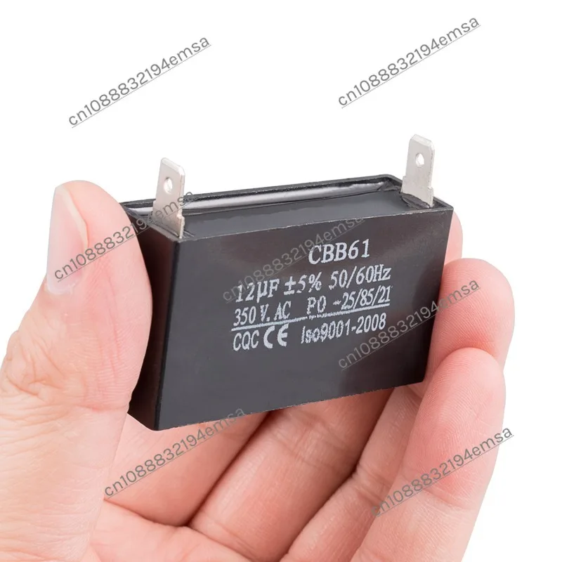 CBB61 Gasoline Generator Accessories, Starting Capacitor 12UF 350V Fan Motor Air Conditioner Capacitor Insert, with Angle