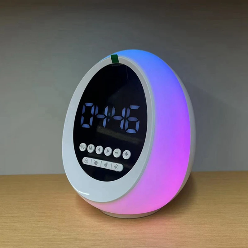 New RGB Colorful Atmosphere Light Bluetooth Speaker Wireless Clock Alarm Clock Gift Card Small Speaker Durable Easy To Use