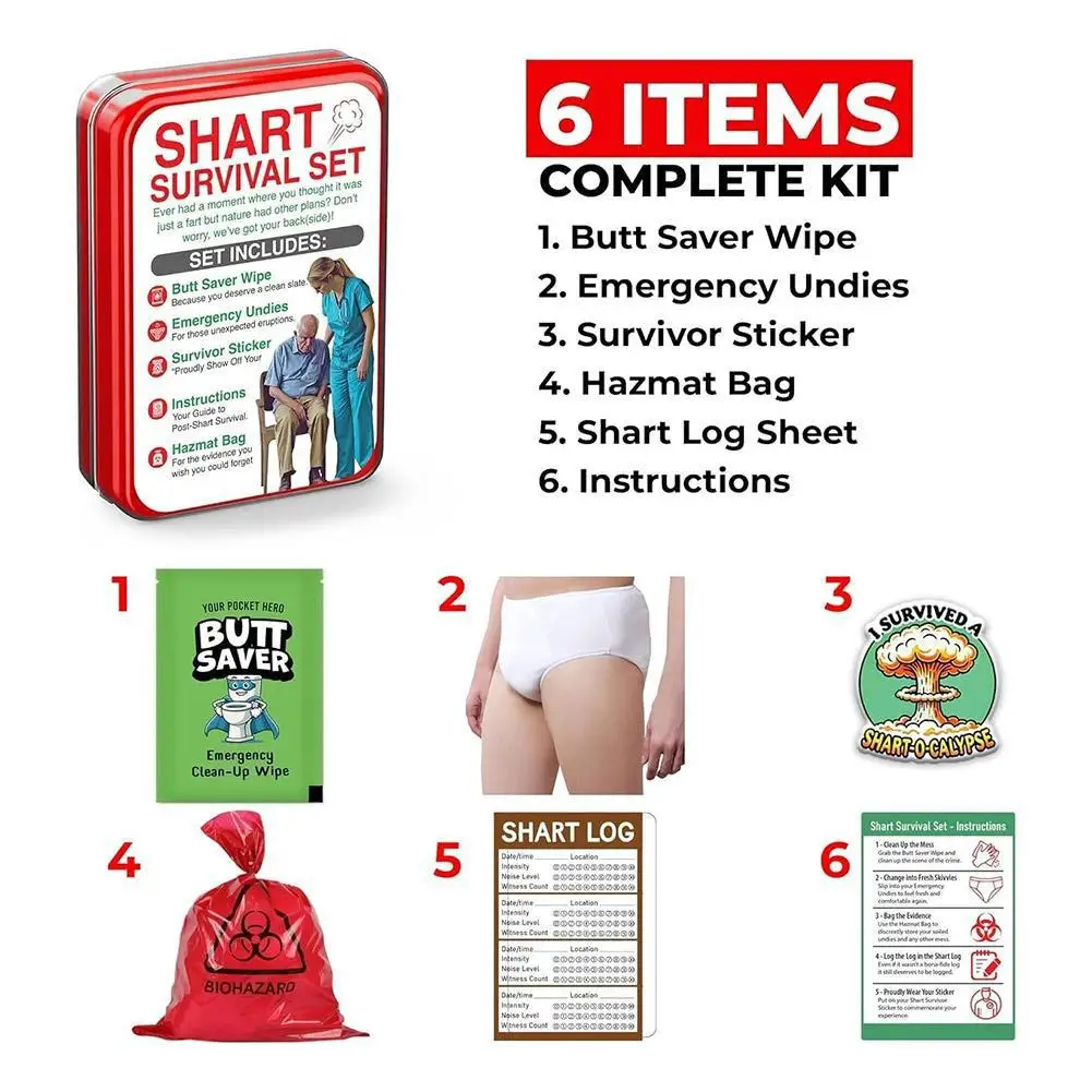 

Набор для выживания Shart, забавный кляп, подарок 2026, подарки бойфренду, одноразовое нижнее белье, сумка-кестмак, уникальные чулки для мужчин, 1 компл.