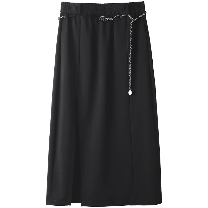 Spódnica damska z serii B, modna na lato 2025, z guzikami, wykonana z wiskozy, nylonu i spandexu, o dopasowanym kroju, idealna na co dzień...