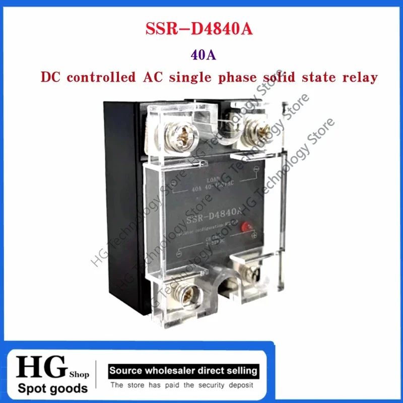 Brand new and original   Single-phase solid-state relay 40A DC controlled AC SSR-40DA 480VAC SSR-D4840A 1D4840