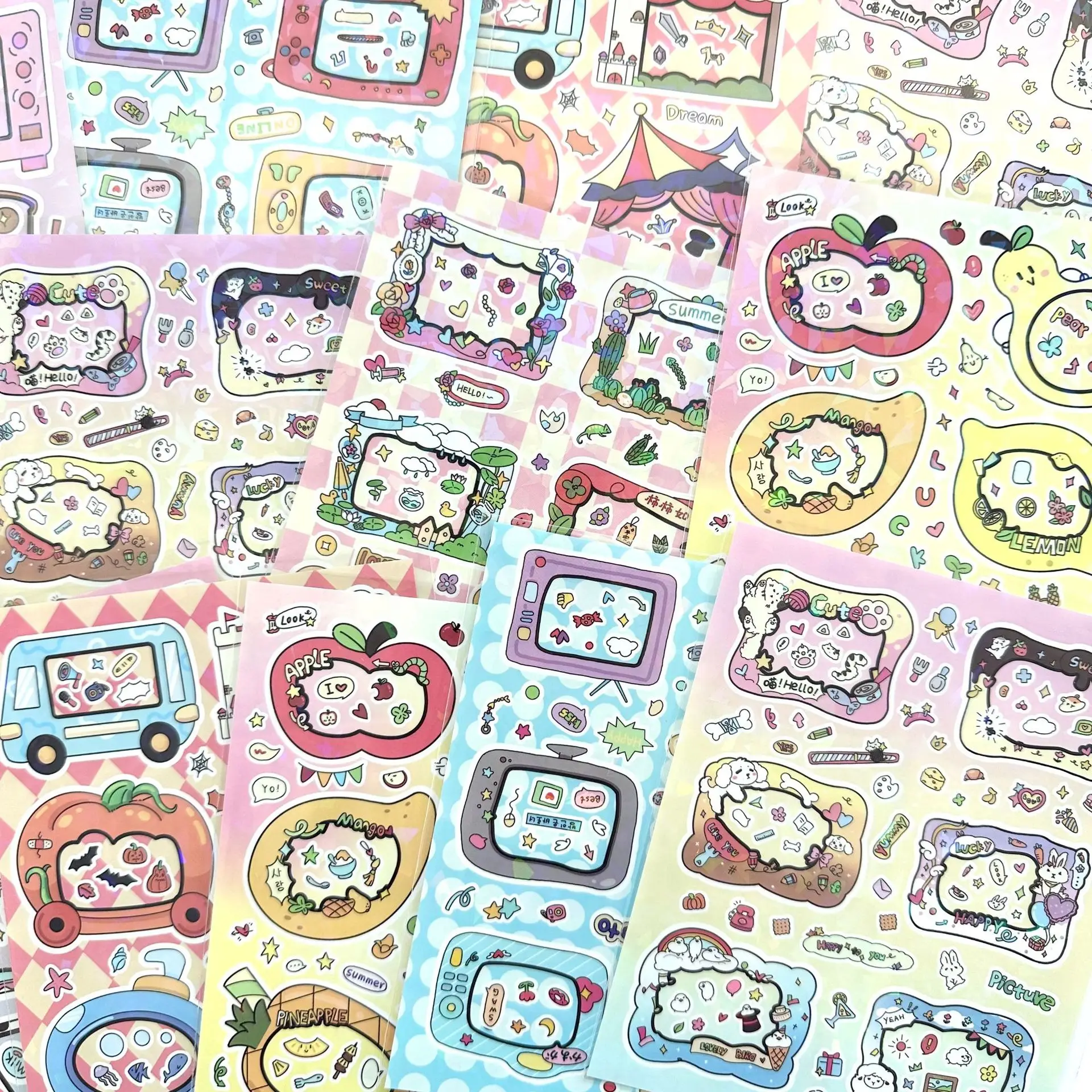 Cute Cartoon Graffiti Style Stickers, Ins Korean Aesthetic DIY Creative Stickers for Card, Scrapbook, Journal and Hand Account