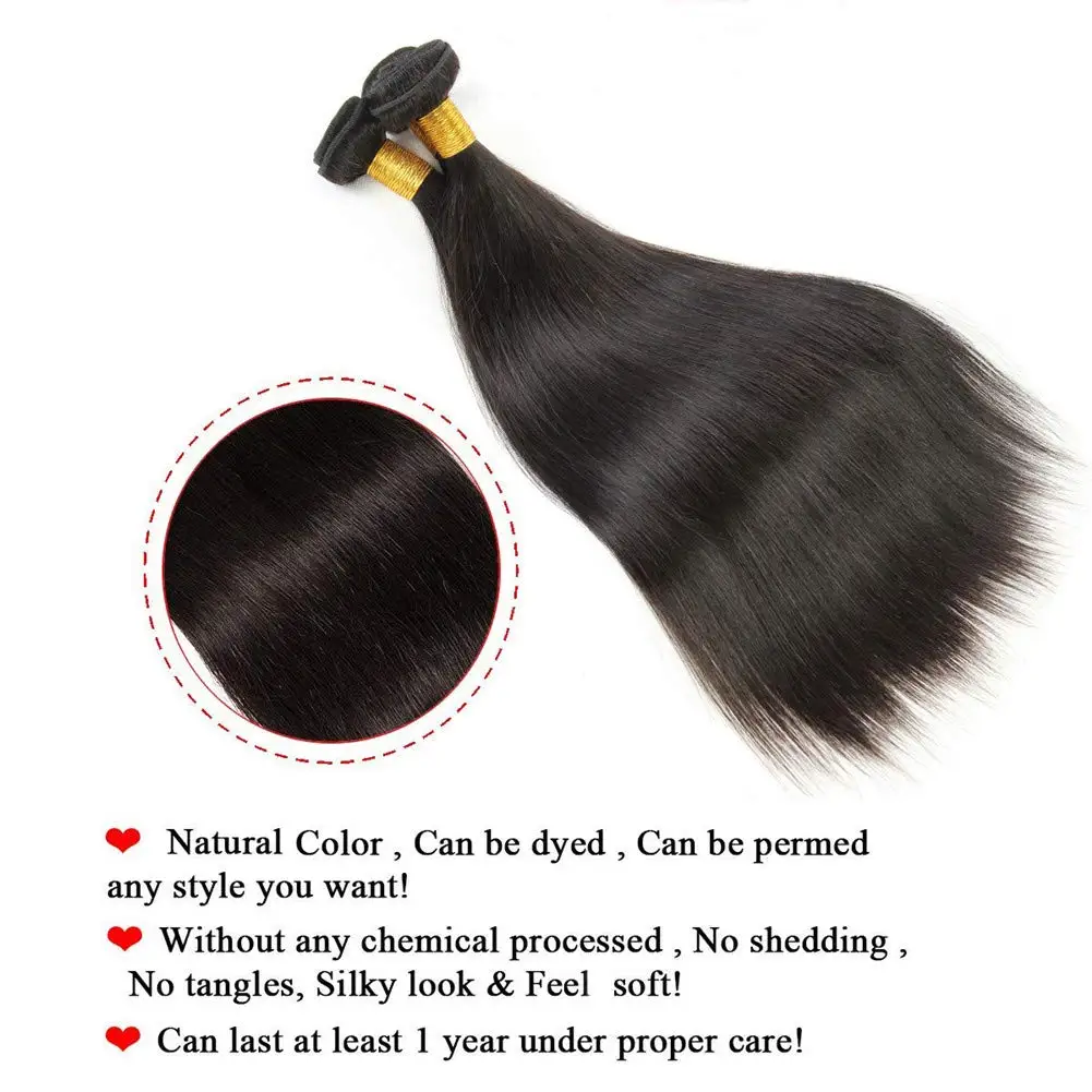 Fasci di capelli lisci brasiliani fasci di capelli umani lisci non trattati estensioni dei capelli vergini lisci brasiliani colore naturale