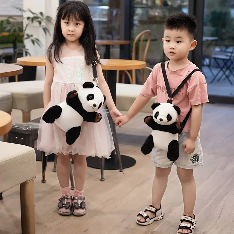 Lindo juguete de peluche Panda mochila 3D Panda muñeca cuerpo cruzado mochila de felpa bolsa para teléfono móvil