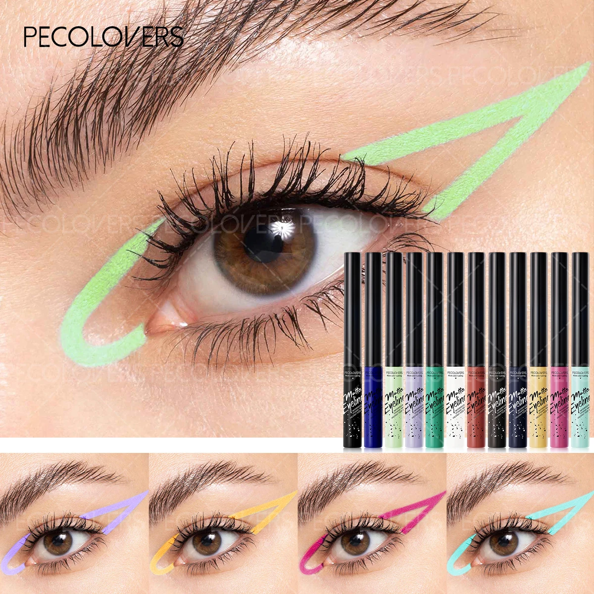 أقلام تحديد العيون غير اللامعة - كحل سائل طويل الأمد ومقاوم للماء، سريع الجفاف، مثالي للمهرجانات الموسيقية والفعاليات