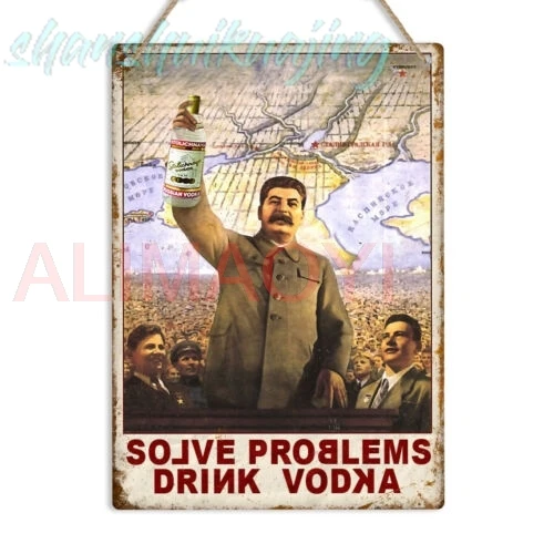 SOLVE PROBLEMS DRINK VODKA Retro Metal Wall Sign Vintage Plaque Man Cave Bar pub