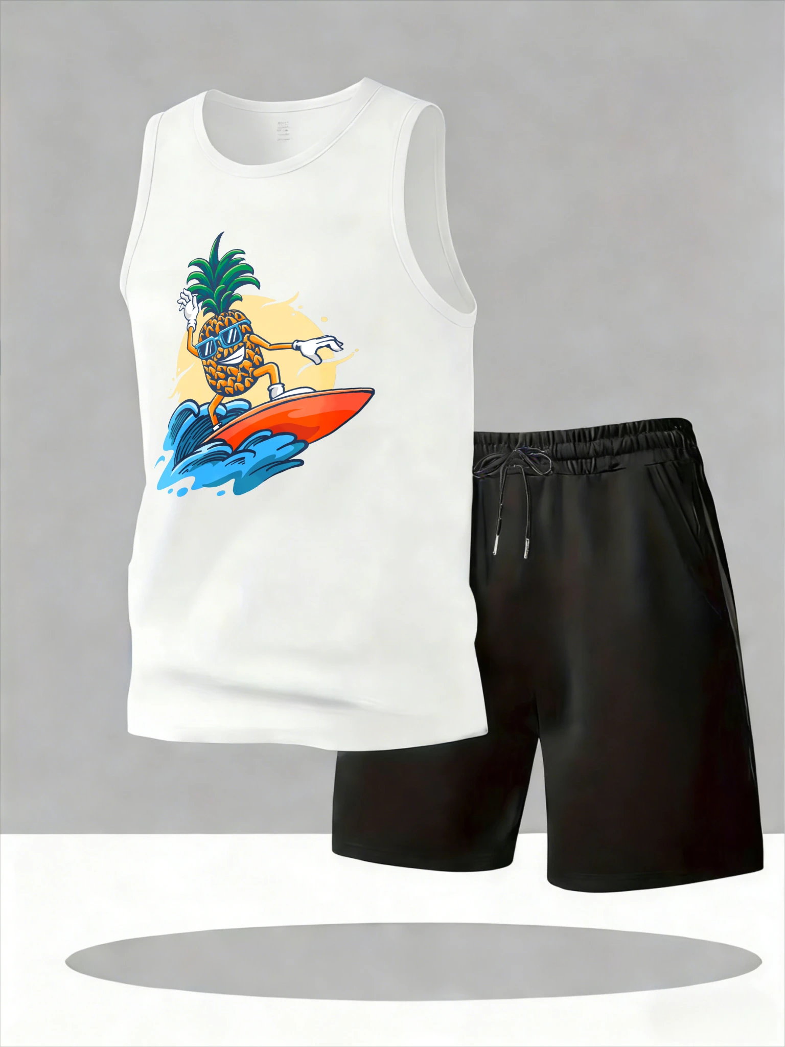 

Men's Tank Top Sets 2026 Summer Quick drying Two-piece sets beach crewneck sports oversize Sportswear Breathable running