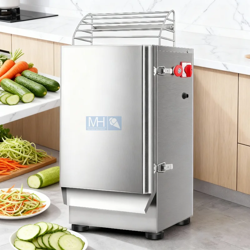 Commercial Vegetable Slicer Stainless Steel Blade Adjustable Thickness Automatic Potato Corn Meat Slicer