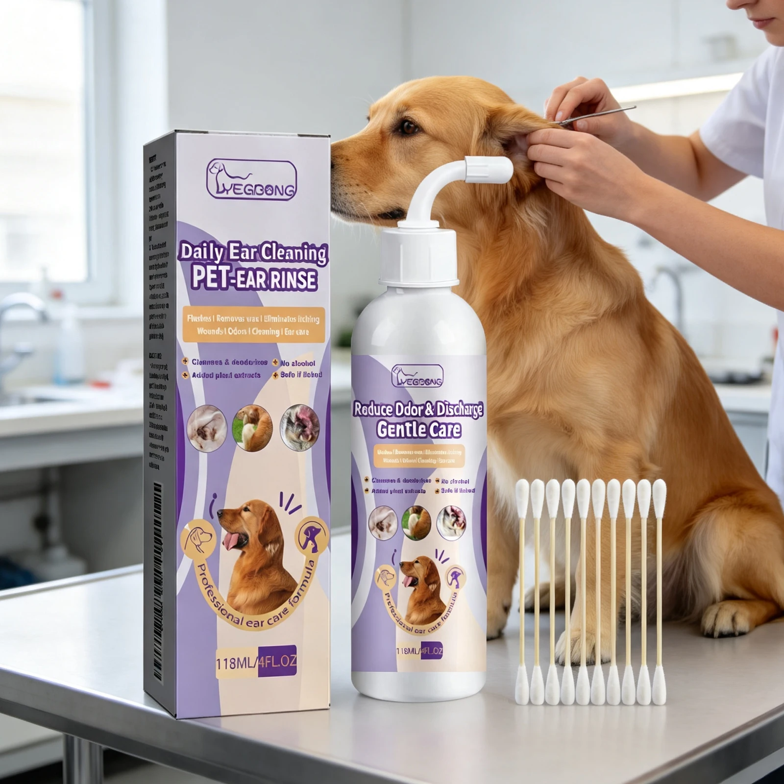 Pet Ear Cleaner Dog Cat Ear Odor Wax Dirt Remover Gentle Non Irritating Soothing Itching Relief Canal Health for Sensitive Ear