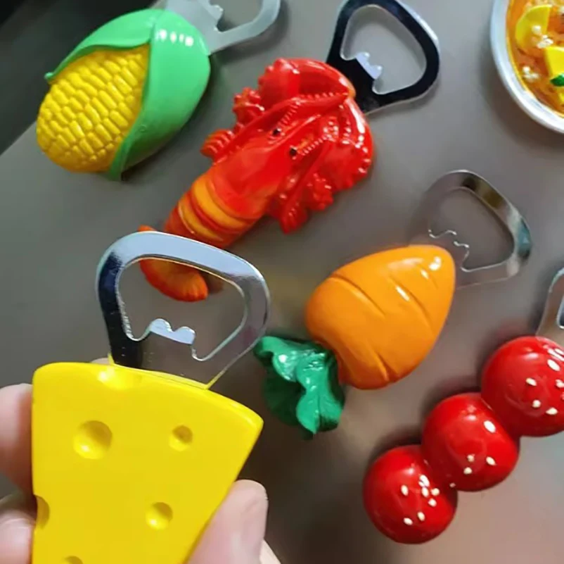 1Pcs Cute Beer Opener Kawaii Candied Haws Cheese Refrigerator Magnets Home Decor Kitchen Gadgets Cute Bottle Opener Key Chain - Image 3
