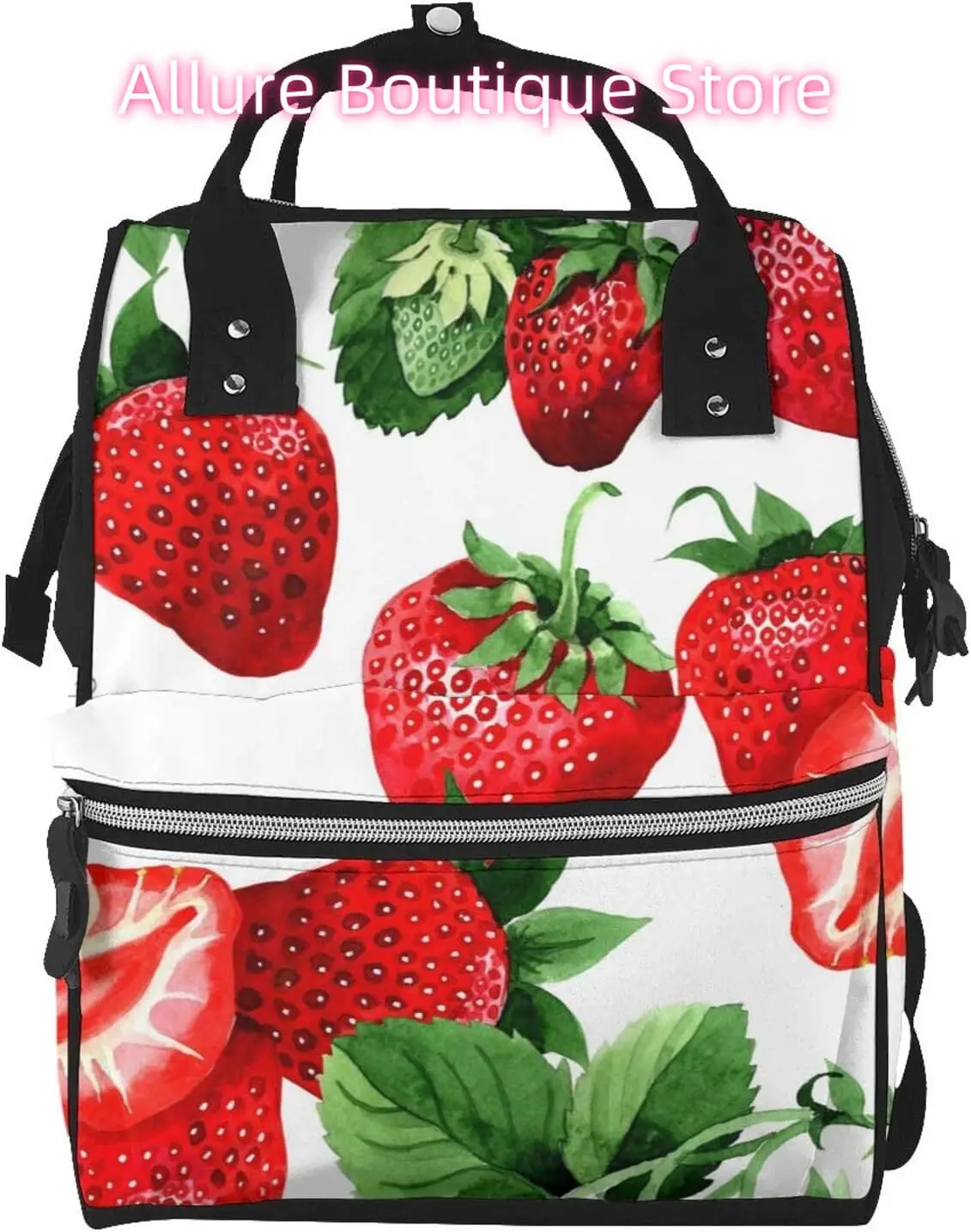

Fruit Strawberry Diaper Bag Backpack for Women Large Capacity Nappy Bag Multifunction Waterproof Mummy Backpacks for Mom Dad Ess