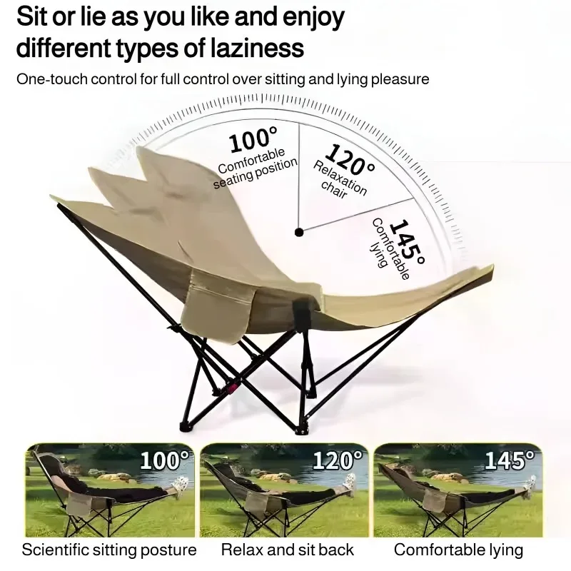 Outdoor Adjustable Folding Chair Portable Camping Chair Lying or Sitting Balcony Chair with Footrest