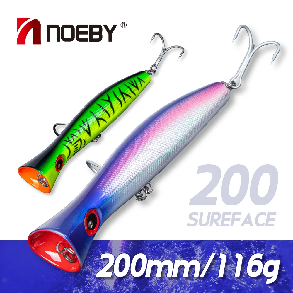 

Noeby Popper Fishing Lure 200mm 116g Hard Bait Topwater Wobblers Artificial Tuna GT Surface Saltwater Big Game Fishing Tackle