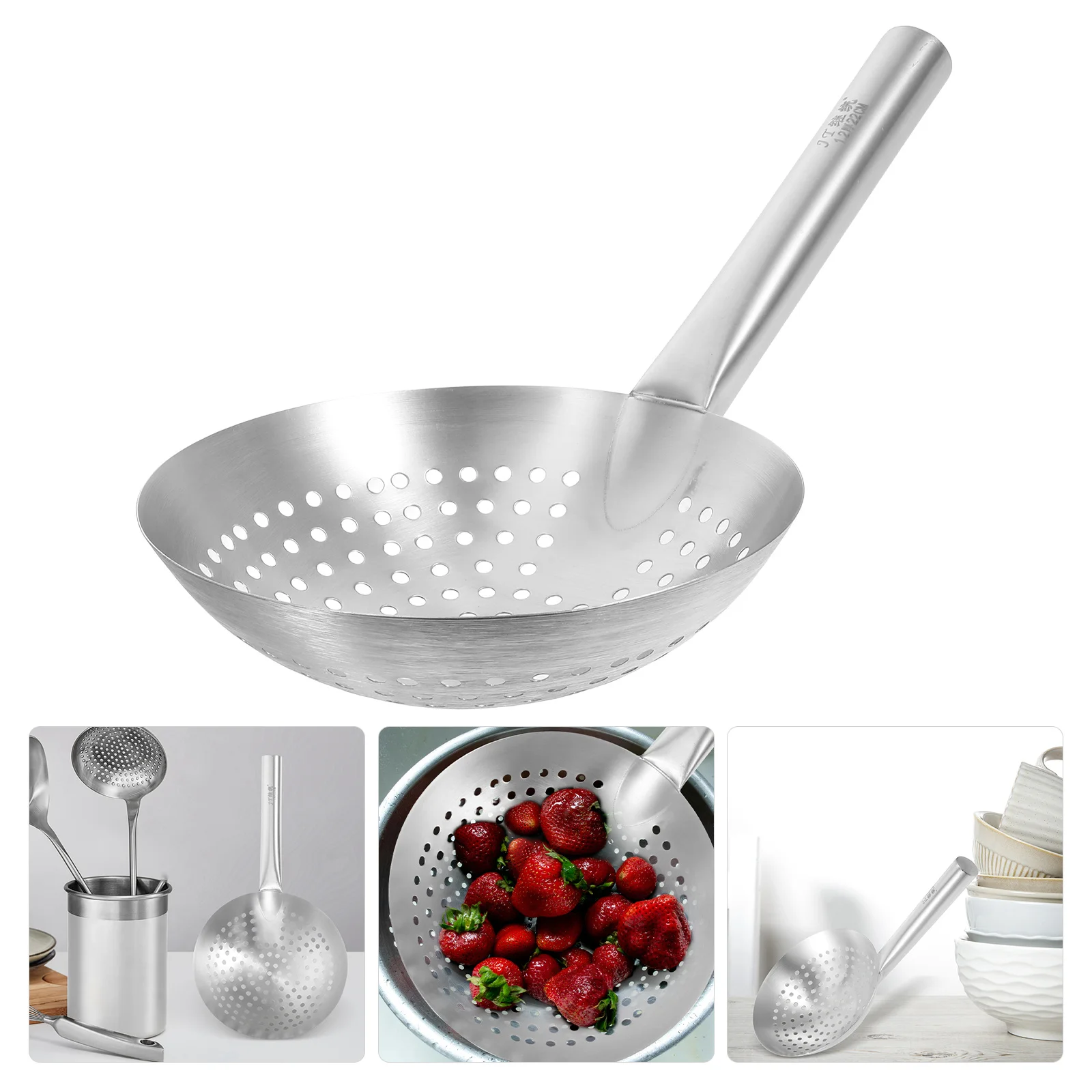 

Thickened Stainless Steel Skimmer Spoon Fine Mesh For French Fries Vegetables Eggs Hot Pot Cooking Kitchen Gadget Colander