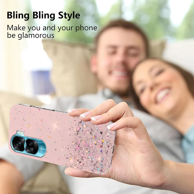 Shockproof Glitter Silicone Case For Huawei Honor 80 70 50 30 20 Pro SE Lite Luxury Crystal Soft Back Case 9X Pro 8X X40 X30 i