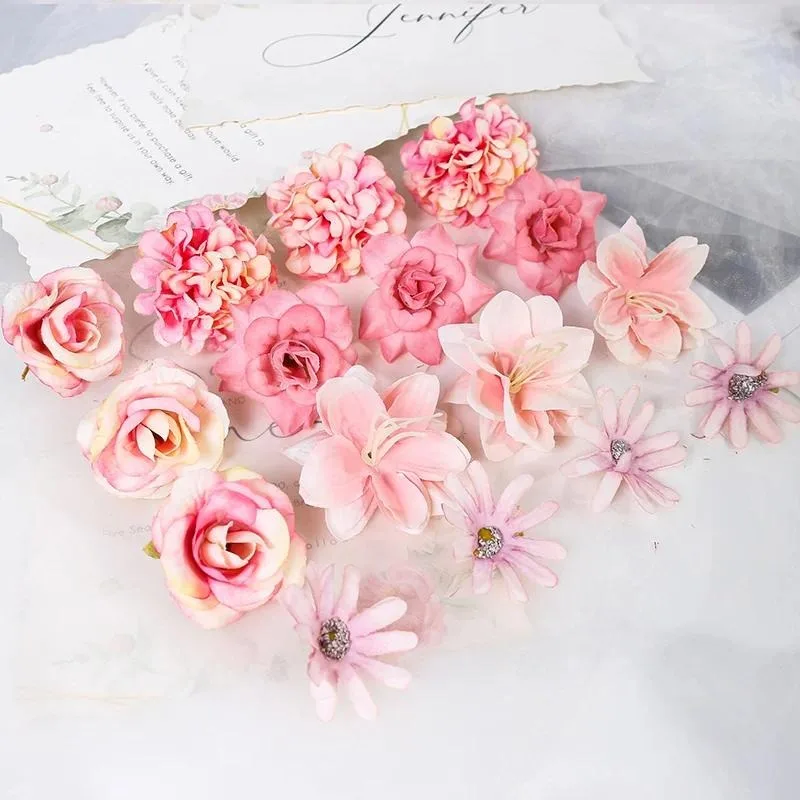 Rose Artificial Flower Silk Foam Flower Family Room Decoration Wedding Decor Bouquet Festival DIY Wreath Bride Accessories