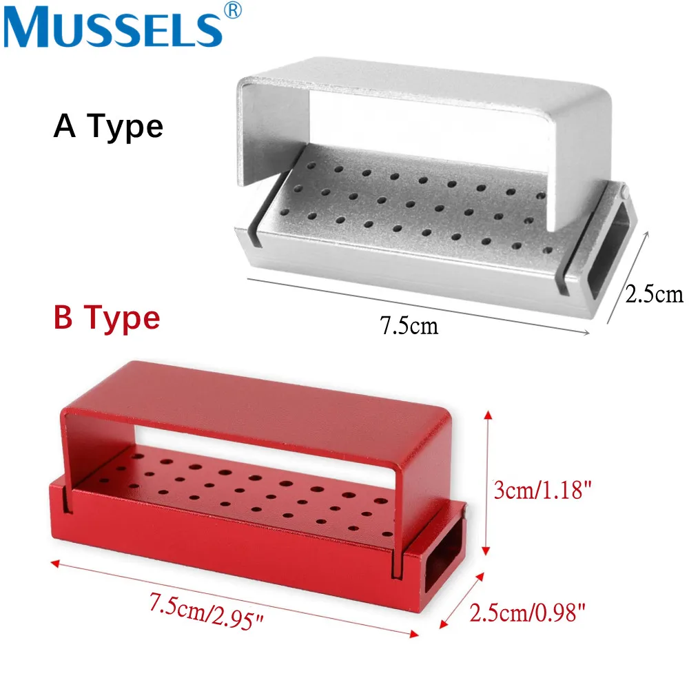 Bloque de desinfección de fresas dentales, soporte de fresa de aluminio RA FG, caja de soporte de limpieza de esterilización, Autocla de Baja/alta velocidad, 30 agujeros