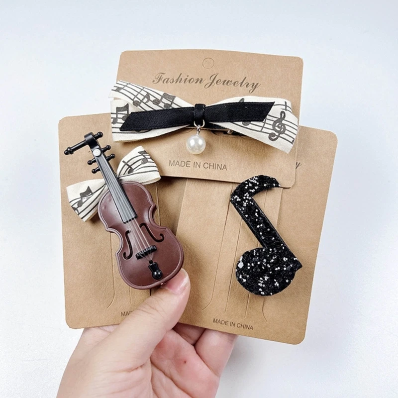 Girl Children Cute kids Violin Musical Note Hair Clips Kawaii Sweet Designer Hairpin Fashion Accessories