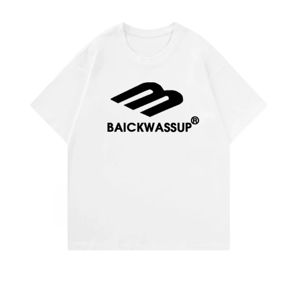 

2025 Fashion 100% Pure Cotton unisex T-shirt Baickwassup Letter and Logo Printed Casual Short Sleeve T-shirt