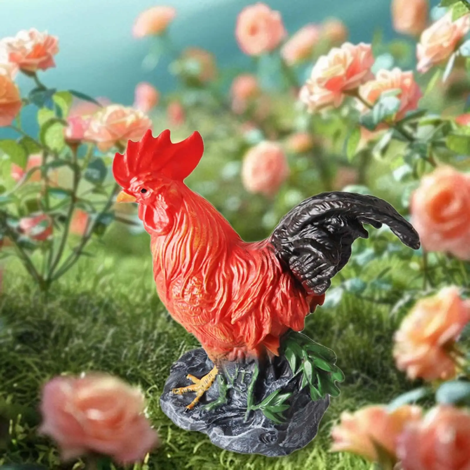 Chicken Figurine Cock Sculpture,Home Decorations Crafts,Decorative Feng Shui Decor Rooster Statue for Birthday New Year Hotel