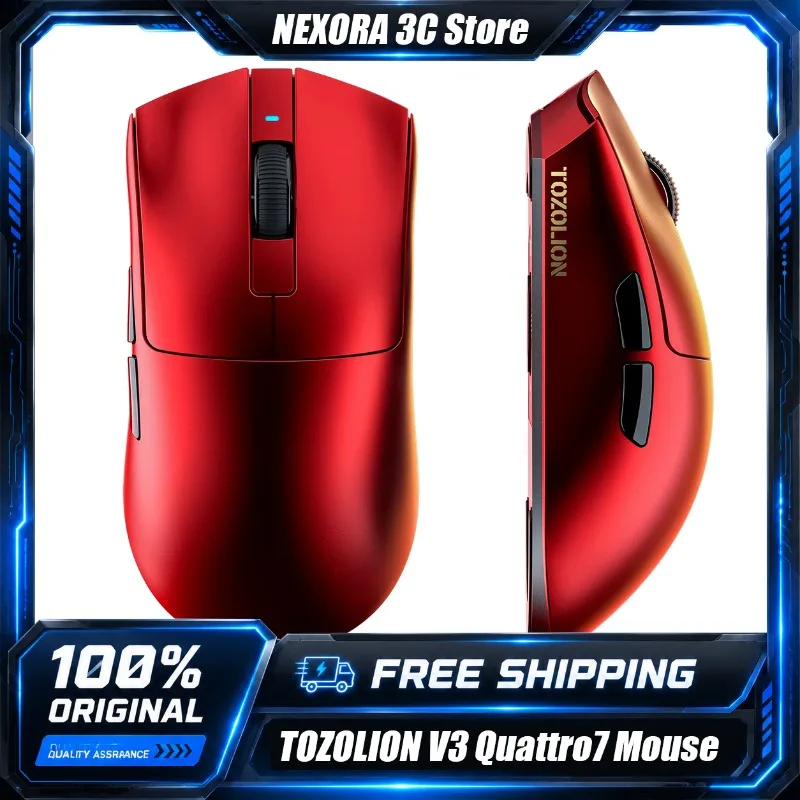 TOZOLION V3 Quattro7 Wireless Gaming Mouse Ultra-Lightweight Ergonomic Right-Hand Mouse Tri-Mode Bluetooth Gamer Mice