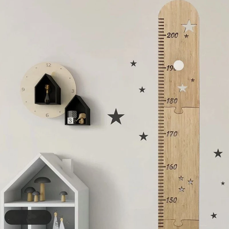 Nordic Wooden Growth Chart for Kids Children Room Wall Decoration Baby Height Meter Inch Measurement Gauge INS Nursery Decor