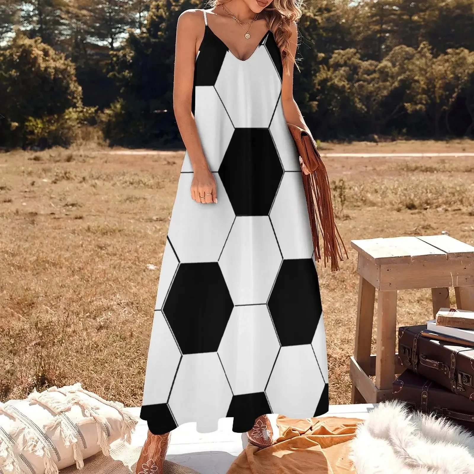 MAN CAVE SOCCER BALL FOOTBALL DESIGN FOR SPORTS LOVERS BY OZCUSHIONSTOO Sleeveless Dress luxury dresses Dress