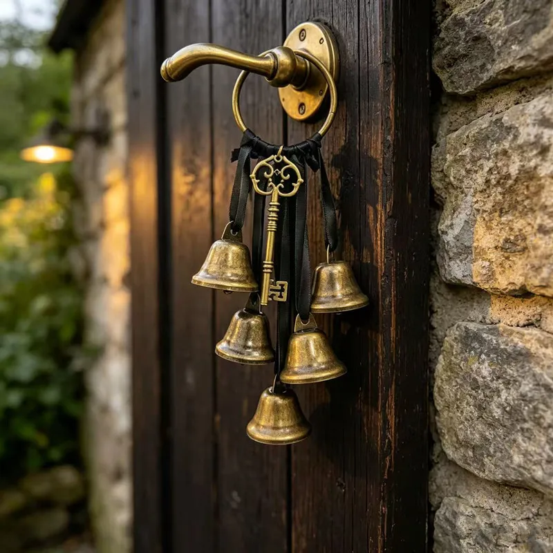 Witch Bell Protector Door Knob Hanger Wiccan Chime Home Window Décor Pendant Boho Ornament for Room Decoration Spiritual Gift