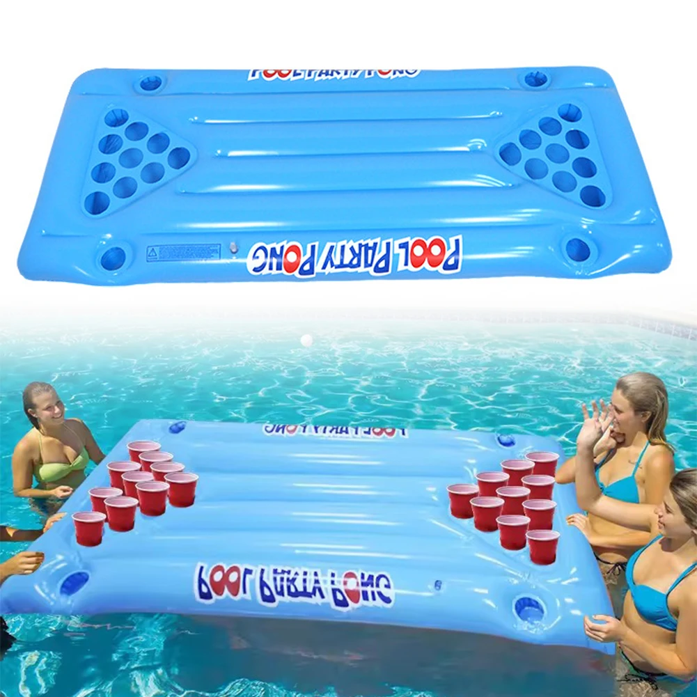 Inflatable Pong Floaty Inflatable Pool Game Table Float Fun Pool Party Game Table Pool Games for Adults and Family