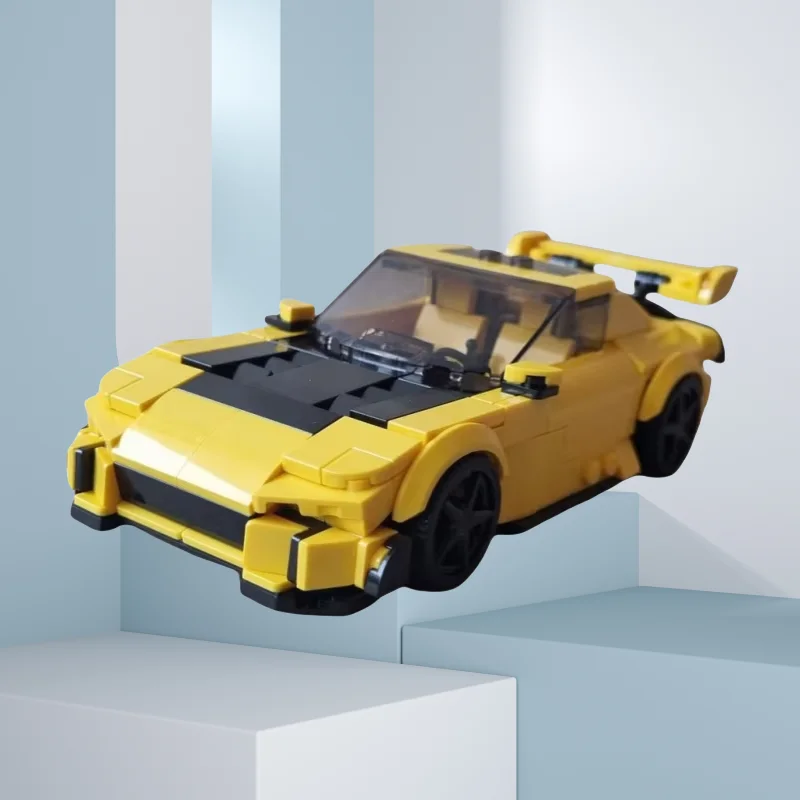 Gelbes MOC-Automodell – zusammengebaute Spielzeugbausteine mit kleinen Partikeln, 267-teilig – Tischdekoration – passend für alle Personen wh